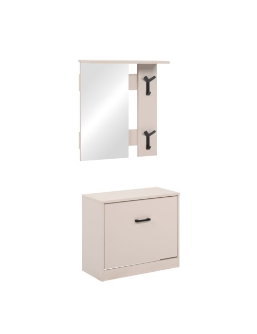 Mobile Ingresso Limone41A con Specchio, Appendiabiti e Scarpiera Beige