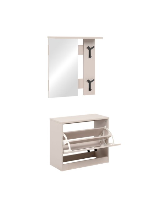 Mobile Ingresso Limone41A con Specchio, Appendiabiti e Scarpiera Beige