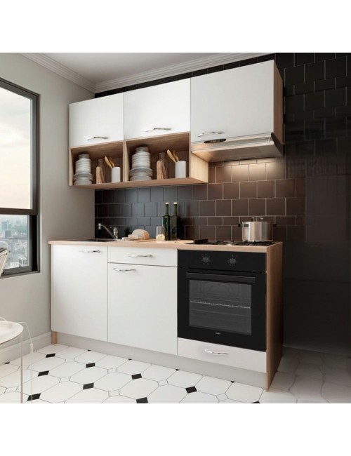 Cucina Completa Cuneo 180 cm con Elettrodomestici Inclusi – Rovere e Bianco Opaco