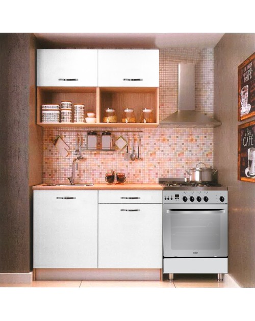 Cucina Cuneo 120 cm Rovere e Bianco Opaco con Lavello Incluso – Compatta, Funzionale e Moderna