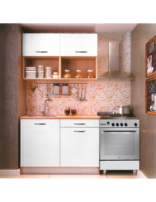Cucina Cuneo 120 cm Rovere e Bianco Opaco con Lavello Incluso – Compatta, Funzionale e Moderna