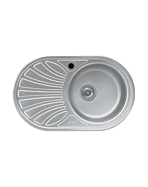 Lavello ovale incasso 1 vasca e gocciolatoio sinistro 78x48 Smeg LMEL77S inox