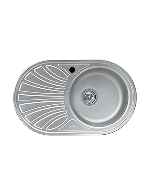 Lavello Ovale Incasso 1 Vasca e Gocciolatoio Sinistro 78x48 Smeg