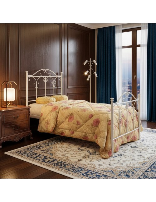 Letto Singolo in Ferro Battuto Incanto Bianco Opaco – Eleganza Classica Made in Italy