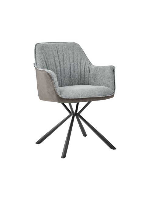 Sedia con Braccioli Tessuto Grigio e Retro Ecopelle Elephant Comet Prezzo