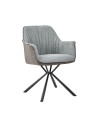 Set 2 Sedia con braccioli tessuto grigio e retro ecopelle elephant Comet