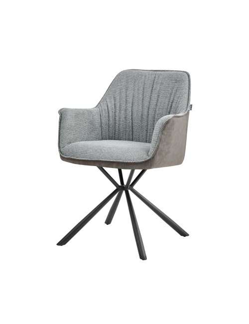 Sedia con Braccioli Tessuto Grigio e Retro Ecopelle Elephant Comet Prezzo