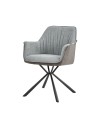Set 2 Sedia con braccioli tessuto grigio e retro ecopelle elephant Comet