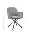 Set 2 Sedia con braccioli tessuto grigio e retro ecopelle elephant Comet