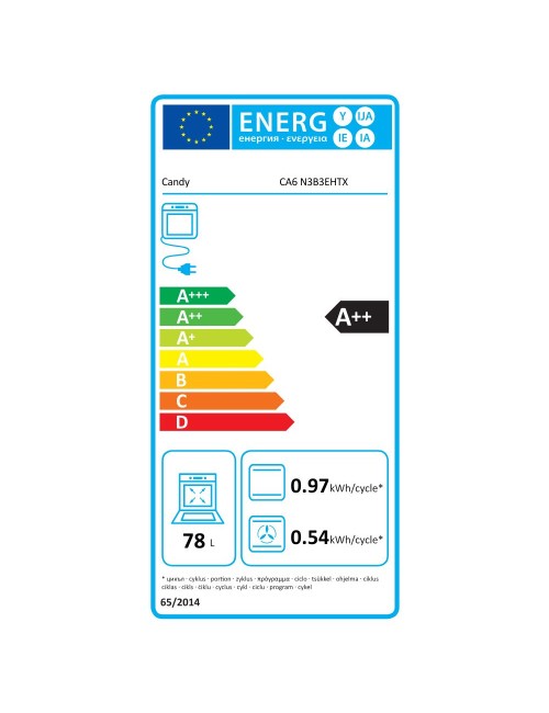 Forno elettrico Candy CA6N3B3EHTX multi-level 78 litri inox classe A++