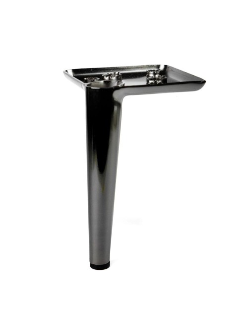 Piede in metallo per mobili e complementi d'arredo Ago17 nickel nero H 17cm.