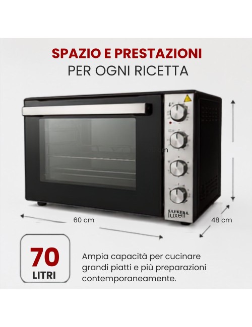 Forno d'Appoggio Multifunzione Nero Inox LX-9645 Kumtel Prezzo