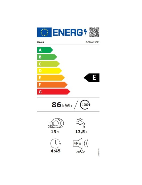 Lavastoviglie Daya DSDW138EL libera installazione 13 coperti 8 programmi bianco classe E