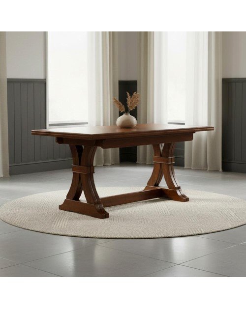 Tavolo allungabile Polignano in legno massello 180x85x79H colore noce antico
