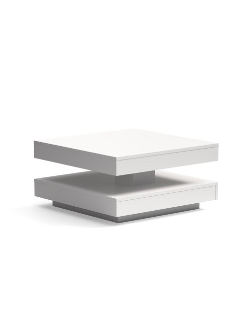 Tavolino da salotto Monolith con doppio piano quadrato girevole colore bianco 67x67 cm