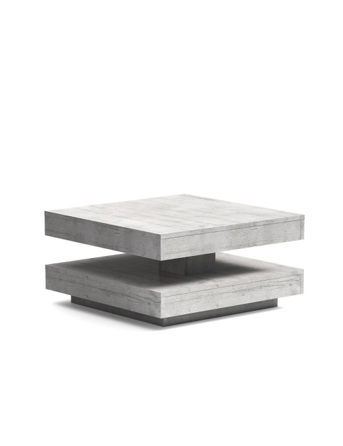 Tavolino da salotto Monolith con doppio piano quadrato girevole colore cemento 67x67 cm
