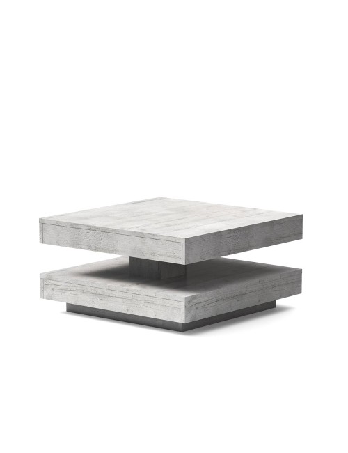 Tavolino da salotto Monolith con doppio piano quadrato girevole colore cemento 67x67 cm