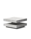 Tavolino da salotto Monolith con doppio piano quadrato girevole colore cemento 67x67 cm