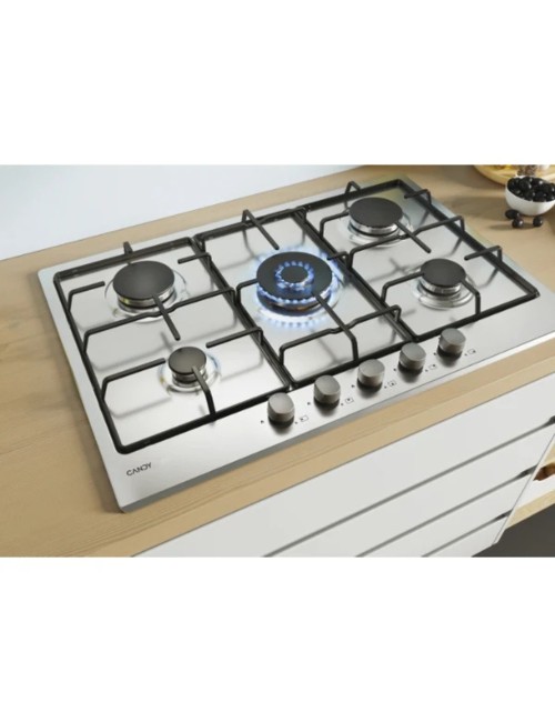 Piano cottura a gas Candy CHW74WX 5 fuochi 75 cm inox