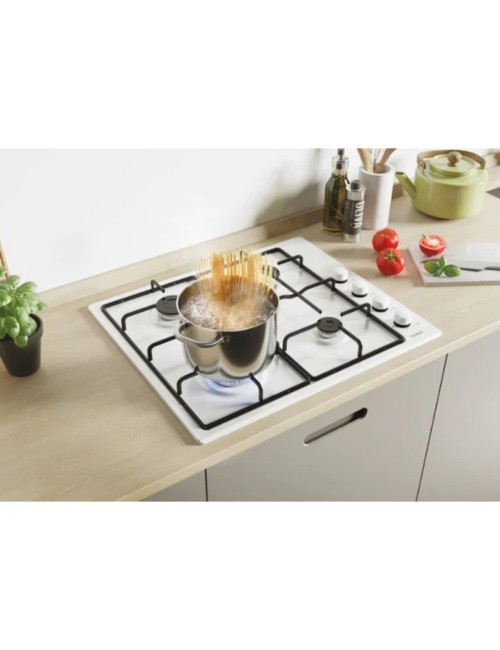 Piano cottura a gas Candy CHW6LBB 4 zone manopole laterali bianco