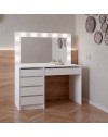 Toeletta trucco Elite bianca con specchio 5 cassetti e lampadine LED 120x55x150H