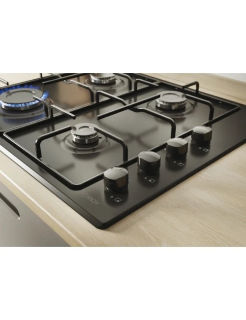 Piano cottura a gas Candy CHW6LBB 4 zone manopole laterali nero