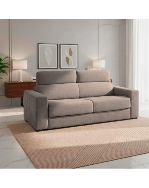 Divano letto 3 posti Crien tessuto Roma10 taupè 205x97x83H