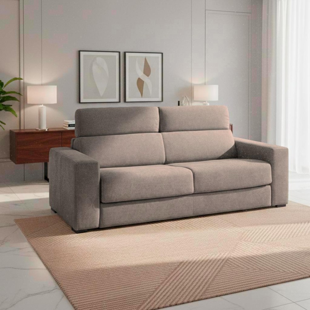 Divano letto 3 posti Crien tessuto Roma10 taupè 205x97x83H