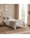 Letto in ferro singolo Melissa con decoro floreale bianco opaco 90x200 cm.