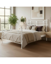 Letto in ferro una piazza e mezza Melissa con decoro floreale bianco opaco 130x200 cm.