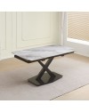 Tavolo allungabile Moritz con piano in ceramica effetto marmo bianco e gambe in titanio lucido 165x90x76H