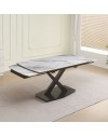 Tavolo allungabile Moritz con piano in ceramica effetto marmo bianco e gambe in titanio lucido 165x90x76H