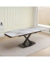 Tavolo allungabile Moritz con piano in ceramica effetto marmo bianco e gambe in titanio lucido 165x90x76H