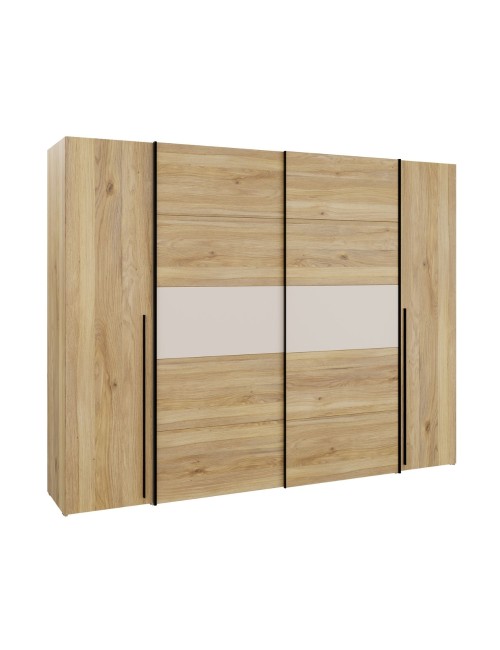 Armadio Callia con 2 ante scorrevoli e 2 battenti rovere e cashmere 270x61x210
