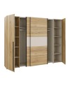Armadio Callia con 2 ante scorrevoli e 2 battenti rovere e cashmere 270x61x210