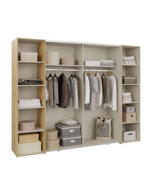 Armadio Callia con 2 ante scorrevoli e 2 battenti rovere e cashmere 270x61x210