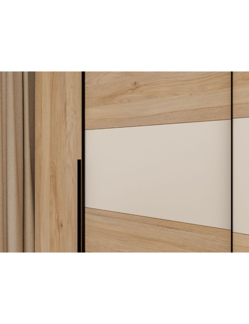 Armadio Callia con 2 ante scorrevoli e 2 battenti rovere e cashmere 270x61x210