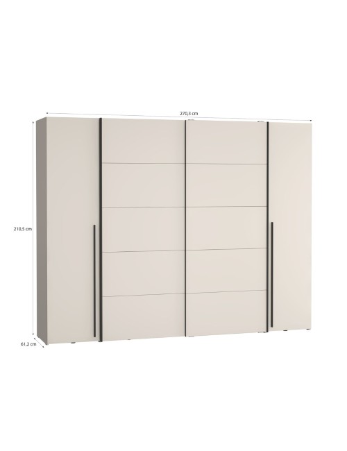 Armadio Callia con 2 ante scorrevoli e 2 battenti cashmere 270x61x210