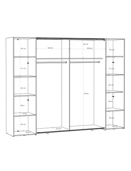Armadio Callia con 2 ante scorrevoli e 2 battenti cashmere 270x61x210
