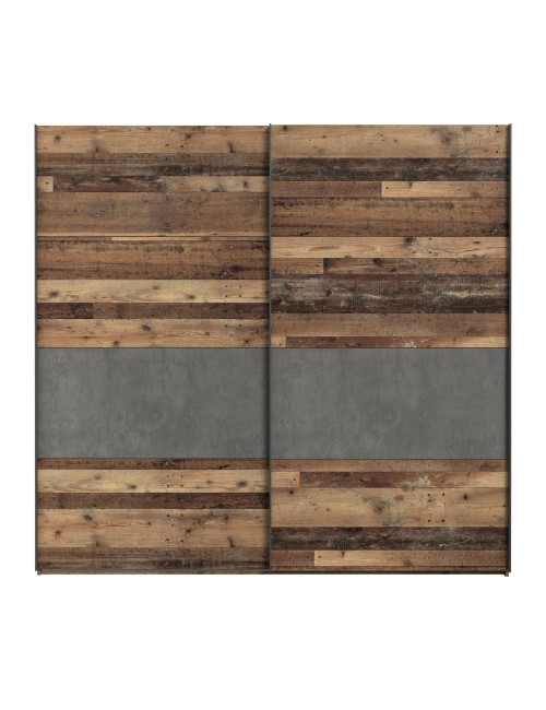 Armadio Zeno 2 ante scorrevoli quercia e grigio cemento 120x42x190.5H