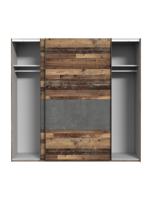 Armadio Zeno 2 ante scorrevoli quercia e grigio cemento 120x42x190.5H