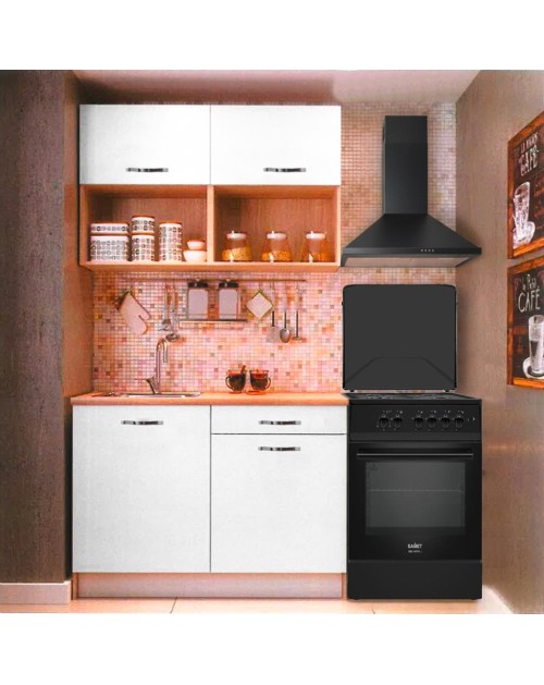 Cucina Cuneo 120 cm Rovere e Bianco Opaco con Elettrodomestici Inclusi – Compatta, Funzionale e Moderna