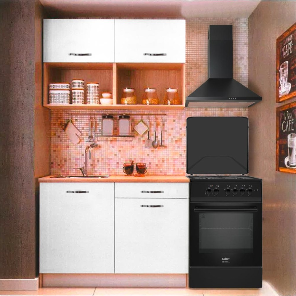Cucina Cuneo 120 cm Rovere e Bianco Opaco con Elettrodomestici Inclusi – Compatta, Funzionale e Moderna