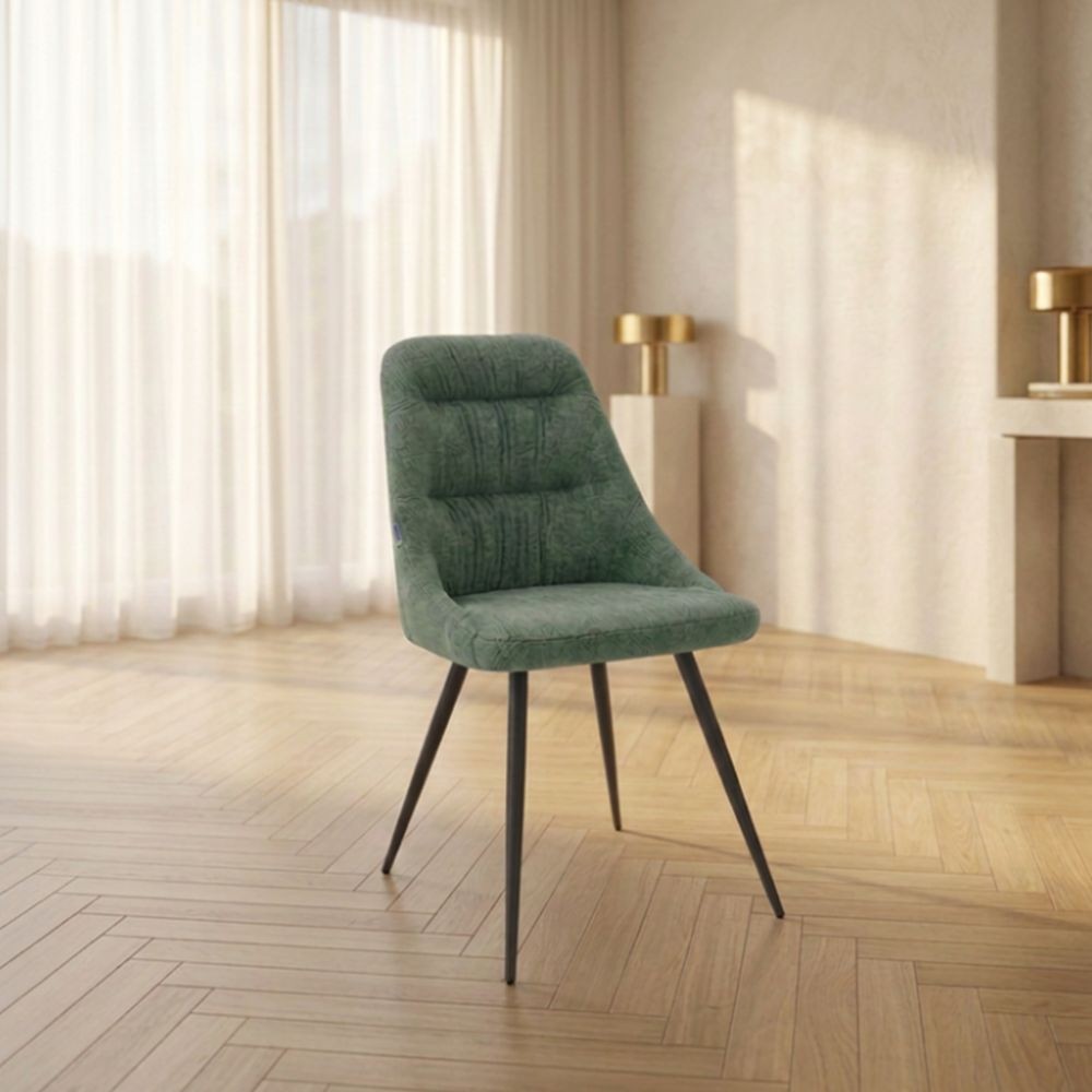 Set 2 sedie imbottite Cascade tessuto colore verde e gambe in metallo nero