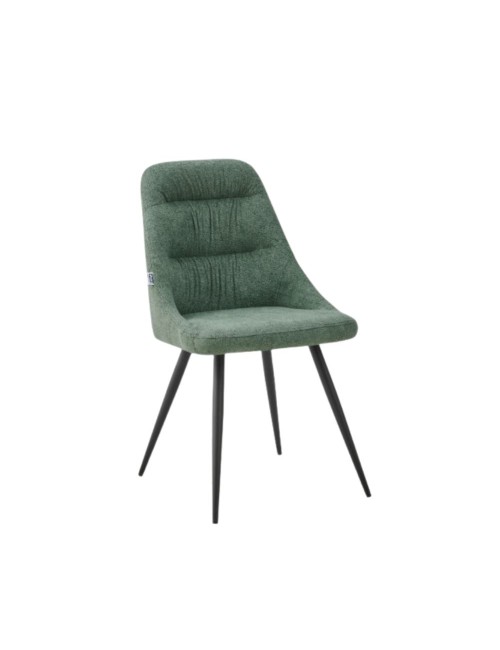 Set 2 sedie imbottite Cascade tessuto colore verde e gambe in metallo nero