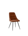 Set 2 Sedie imbottita Cascade tessuto colore ruggine e gambe in metallo nero