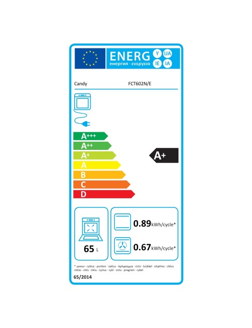Forno elettrico da incasso Candy FCT602NE capacità 65 lt 8 programmi classe A+ nero