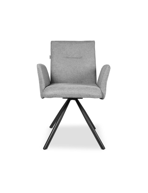 Set 2 Sedia girevole con braccioli Mosaic in tessuto grigio e gambe in metallo nero