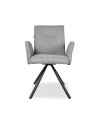 Set 2 Sedia girevole con braccioli Mosaic in tessuto grigio e gambe in metallo nero