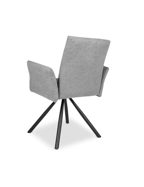 Set 2 Sedia girevole con braccioli Mosaic in tessuto grigio e gambe in metallo nero
